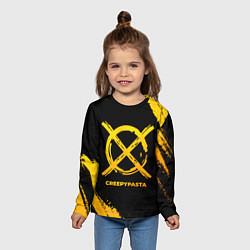Лонгслив детский CreepyPasta - gold gradient, цвет: 3D-принт — фото 2