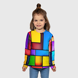 Лонгслив детский Красочные объемные блоки, цвет: 3D-принт — фото 2