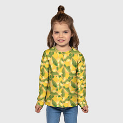 Лонгслив детский Летний паттерн с ананасами, цвет: 3D-принт — фото 2