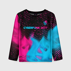 Детский лонгслив Cyberpunk 2077 - neon gradient: символ сверху
