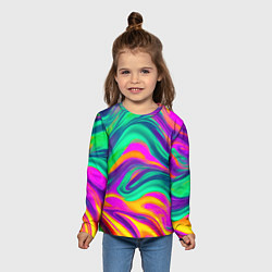 Лонгслив детский Градиентные цветные волны, цвет: 3D-принт — фото 2