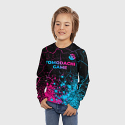 Лонгслив детский Tomodachi Game - neon gradient: символ сверху, цвет: 3D-принт — фото 2