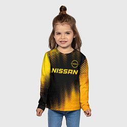 Лонгслив детский Nissan - gold gradient: символ сверху, цвет: 3D-принт — фото 2