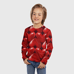Лонгслив детский Red hearts, цвет: 3D-принт — фото 2