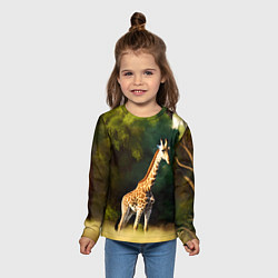Лонгслив детский Жираф на фоне деревьев, цвет: 3D-принт — фото 2