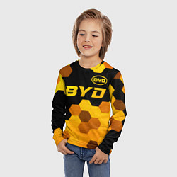 Лонгслив детский BYD - gold gradient: символ сверху, цвет: 3D-принт — фото 2