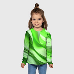 Лонгслив детский Светлые зеленые волны, цвет: 3D-принт — фото 2