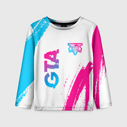 Детский лонгслив GTA neon gradient style: надпись, символ