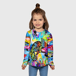 Лонгслив детский Маскировка хамелеона на фоне ярких красок, цвет: 3D-принт — фото 2