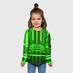Лонгслив детский Зеленые световые объекты, цвет: 3D-принт — фото 2