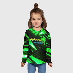 Лонгслив детский Cyberpunk 2077 phantom liberty neon green, цвет: 3D-принт — фото 2