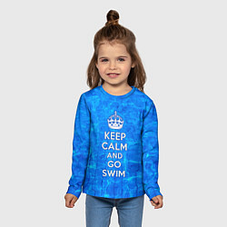 Лонгслив детский Будь спокоен и плавай, цвет: 3D-принт — фото 2