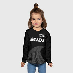 Лонгслив детский Audi speed на темном фоне со следами шин: символ с, цвет: 3D-принт — фото 2