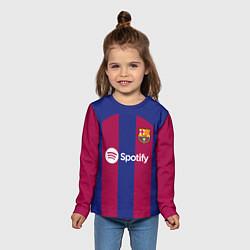 Лонгслив детский ФК Барселона форма 2324 домашняя, цвет: 3D-принт — фото 2