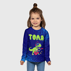 Лонгслив детский Толя рокозавр, цвет: 3D-принт — фото 2