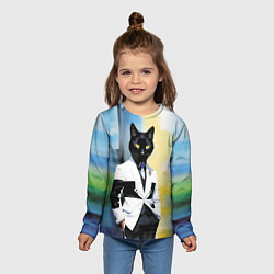 Лонгслив детский Cat fashionista - neural network - pop art, цвет: 3D-принт — фото 2