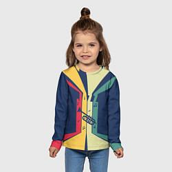 Лонгслив детский Труба в разноцветных полосах Jazz music, цвет: 3D-принт — фото 2