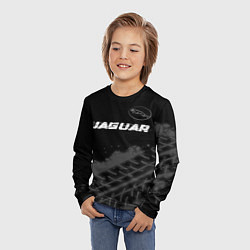 Лонгслив детский Jaguar speed на темном фоне со следами шин: символ, цвет: 3D-принт — фото 2