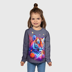 Лонгслив детский Тигр и краски - нейросеть, цвет: 3D-принт — фото 2