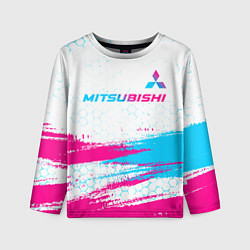 Детский лонгслив Mitsubishi neon gradient style: символ сверху