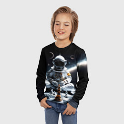 Лонгслив детский Космонавт и шахматы, цвет: 3D-принт — фото 2