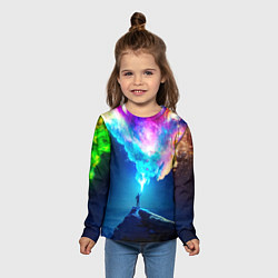 Лонгслив детский Цветной космос и горы, цвет: 3D-принт — фото 2