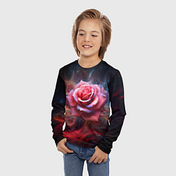 Лонгслив детский Алая космическая роза - Нейросеть, цвет: 3D-принт — фото 2