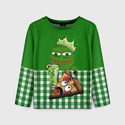 Лонгслив детский Pepe King with pizza, цвет: 3D-принт