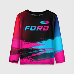 Детский лонгслив Ford - neon gradient: символ сверху