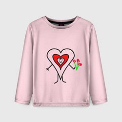 Лонгслив детский Сердечко с цветами рисунок, цвет: 3D-принт