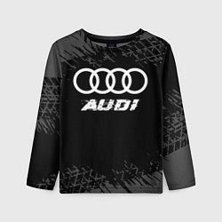 Лонгслив детский Audi speed на темном фоне со следами шин, цвет: 3D-принт