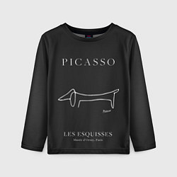 Лонгслив детский Собака на черном - Пабло Пикассо, цвет: 3D-принт