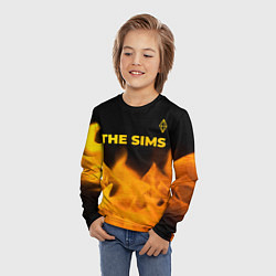 Лонгслив детский The Sims - gold gradient: символ сверху, цвет: 3D-принт — фото 2