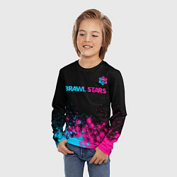Лонгслив детский Brawl Stars - neon gradient: символ сверху, цвет: 3D-принт — фото 2