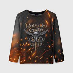 Лонгслив детский Baldurs Gate 3 logo fire, цвет: 3D-принт