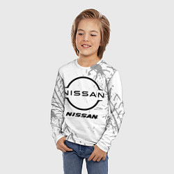 Лонгслив детский Nissan speed на светлом фоне со следами шин, цвет: 3D-принт — фото 2