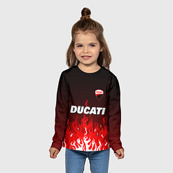 Лонгслив детский Ducati- красное пламя, цвет: 3D-принт — фото 2