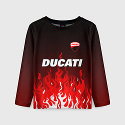 Лонгслив детский Ducati- красное пламя, цвет: 3D-принт