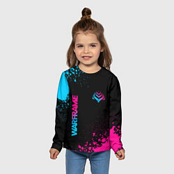 Лонгслив детский Warframe - neon gradient: надпись, символ, цвет: 3D-принт — фото 2