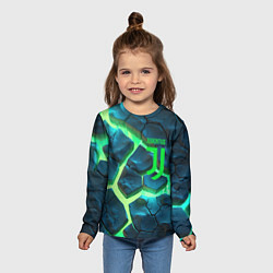 Лонгслив детский Ювентус разлом зеленых плит, цвет: 3D-принт — фото 2