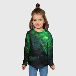 Лонгслив детский Зеленая объемная текстура, цвет: 3D-принт — фото 2