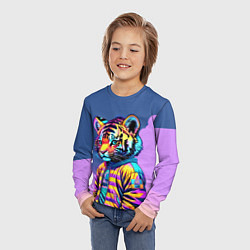 Лонгслив детский Cool tiger cub - pop art, цвет: 3D-принт — фото 2