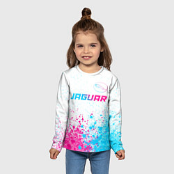 Лонгслив детский Jaguar neon gradient style: символ сверху, цвет: 3D-принт — фото 2