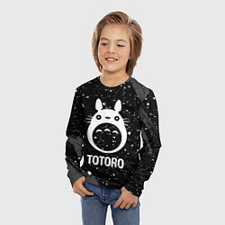 Лонгслив детский Totoro glitch на темном фоне, цвет: 3D-принт — фото 2