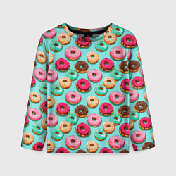 Детский лонгслив Разноцветные пончики паттерн
