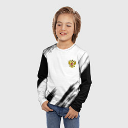 Лонгслив детский Russia sport черно белый, цвет: 3D-принт — фото 2