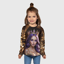 Лонгслив детский Девушка с фиолетовыми волосами в короне, цвет: 3D-принт — фото 2