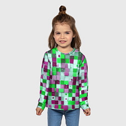 Лонгслив детский Ретро Квадраты, цвет: 3D-принт — фото 2
