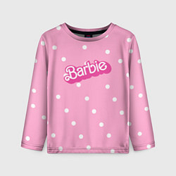 Лонгслив детский Барби - белый горошек на розовом, цвет: 3D-принт