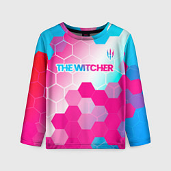 Лонгслив детский The Witcher neon gradient style: символ сверху, цвет: 3D-принт